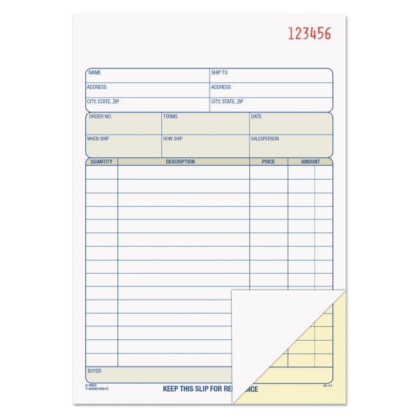TOP46500 TOPS Sales Order Book, 5-9/16 x 7-15/16, Two-Part Carbonless, 50 Sets/Book