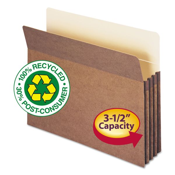 SMD73205 Smead 100% Recycled Pocket, 3 1/2 Inch Exp, Letter, Redrope, 25/Box