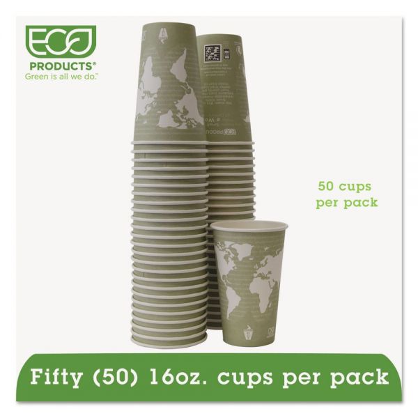 ECOEPBHC16WAPK Eco-Products World Art Renewable/Compostable Hot Cups, 16 oz, Moss, 50/Pack