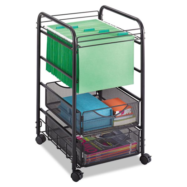 SAF5215BL Safco Onyx Mesh Open Mobile File, Two-Drawers, 15-3/4w x 17d x 27h, Black