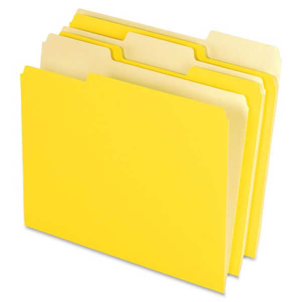 PFX15213YEL Pendaflex Colored File Folders, 1/3 Cut Top Tab, Letter, Yellow, Light Yellow, 100/Box
