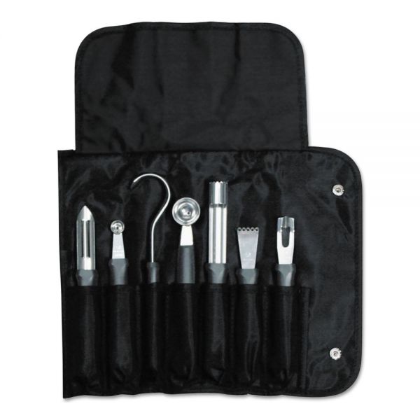 DXX20207 Dexter 7 Pc Garnishing Tool Bag, Stainless Steel, Polypropylene Handles