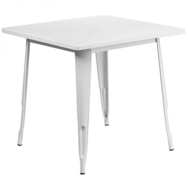 FHFETCT0021WHGG Flash Furniture 31.5'' Square White Metal Indoor-Outdoor Table