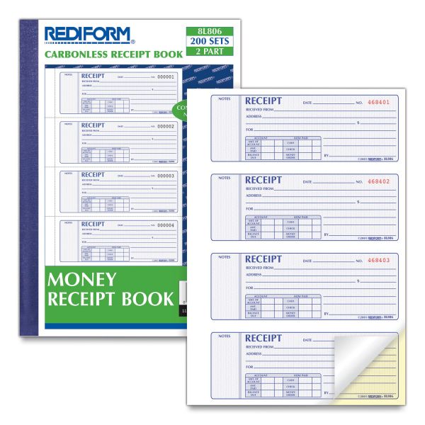 Rediform Receipt Money Collection Forms - 200 Sheet(s) - Book Bound - 2 ...