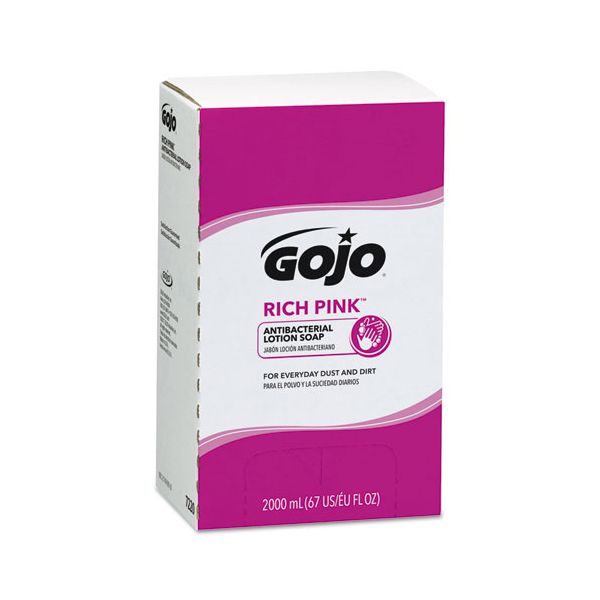 GOJ7220 GOJO RICH PINK Antibacterial Lotion Soap Refill, 2000mL, Pink, 4/Carton