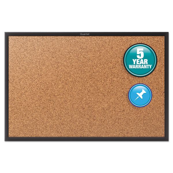 QRT2301B Quartet Classic Series Cork Bulletin Board, 24x18, Black Aluminum Frame
