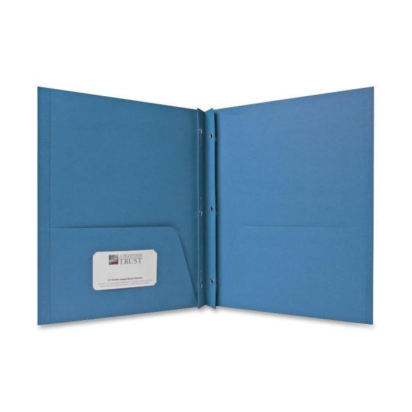 SPR71442 Sparco Light Blue Two Pocket Folders with Fasteners