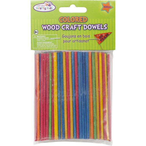 NOTM131136 Krafty Kids Colored Wood Craft Dowels