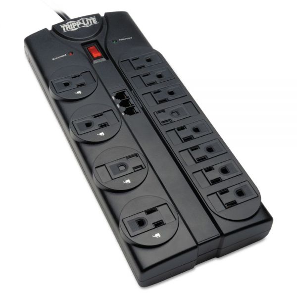 TRPTLP1208TEL Tripp Lite TLP1208TEL Surge Suppressor, 12 Outlets, 8 ft Cord, 2160 Joules, Silver