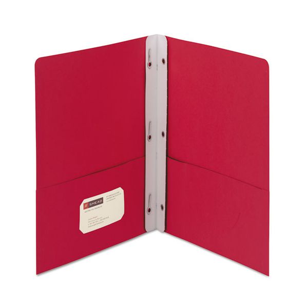 SMD88059 Smead 2-Pocket Folder w/Tang Fastener, Letter, 1/2" Cap, Red, 25/Box