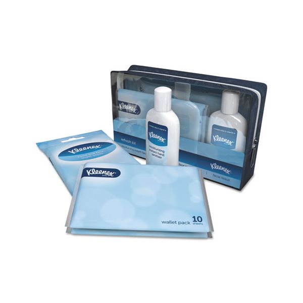 KCC34022CT Kleenex Refresh Kit, Hand Sanitizer, Hand and Face Wipes, Facial Tissues, Pouch, 24/CT