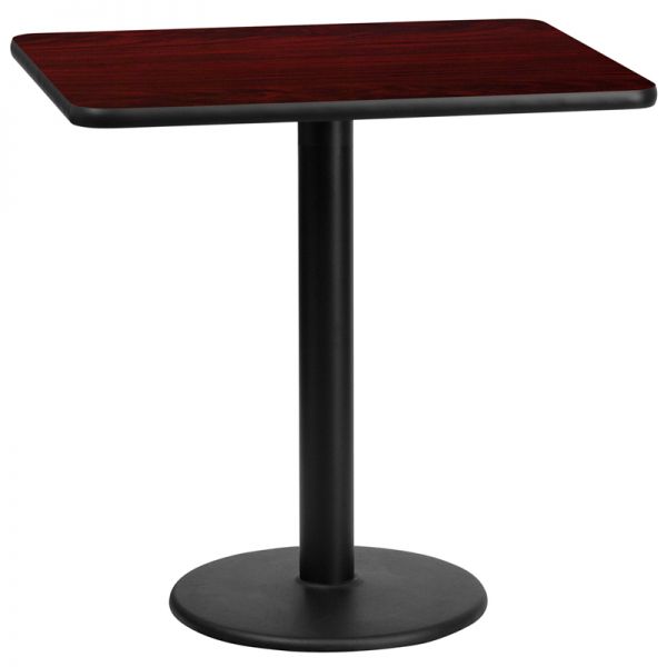 FHFXUMAHTB2430TR18GG Flash Furniture 24'' x 30'' Rectangular Mahogany Laminate Table Top with 18'' Round Table Height Base
