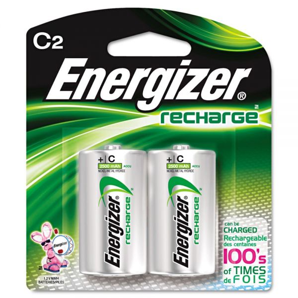 EVENH35BP2 Energizer NiMH Rechargeable Batteries, C, 2 Batteries/Pack