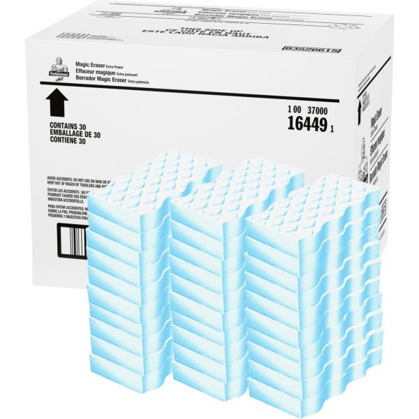 PGC16449 Mr. Clean Magic Eraser Extra Durable, 4 3/5" x 2 2/5", 7/10" Thick, White, 30/Carton