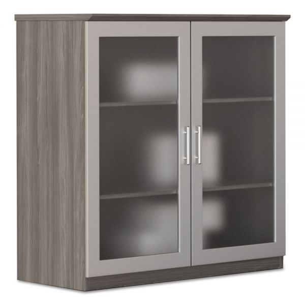 MLNMGDCLGS Mayline Medina Series Glass Display Cabinet, 36 w x 20d x 39 1/4h, Gray Steel