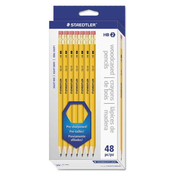 STD13247C48A6 Staedtler Woodcase Pencil, Graphite Lead, Yellow Barrel, 48/Pack