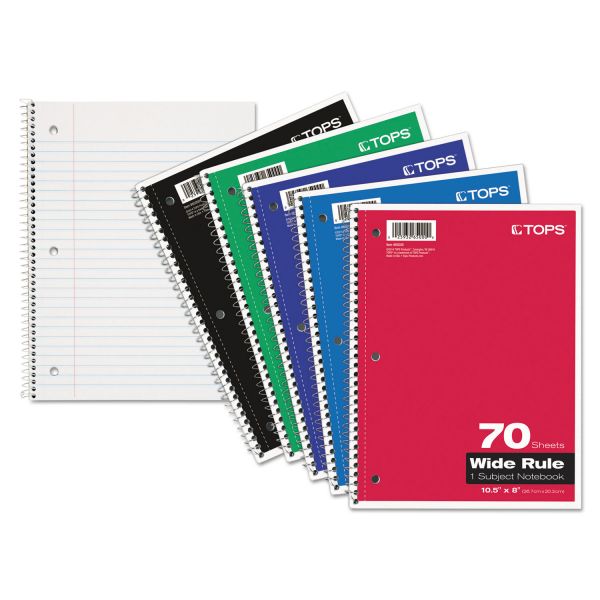TOP65000 TOPS Coil Lock Wirebound Notebooks, Legal/Wide, 10 1/2 x 8, White, 70 Sheets