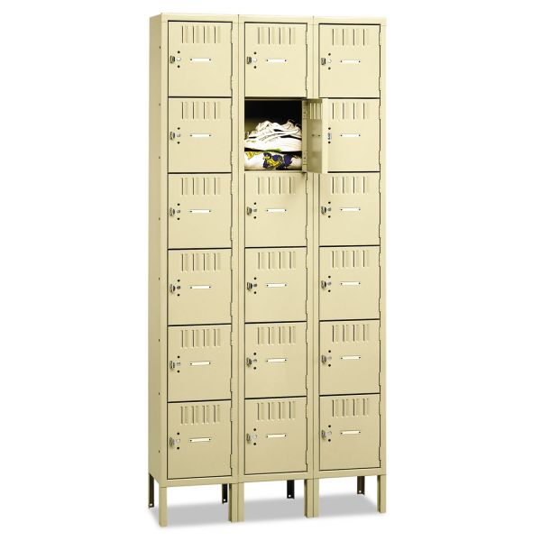 TNNBS61218123SD Tennsco Box Compartments with Legs, Triple Stack, 36w x 18d x 78h, Sand