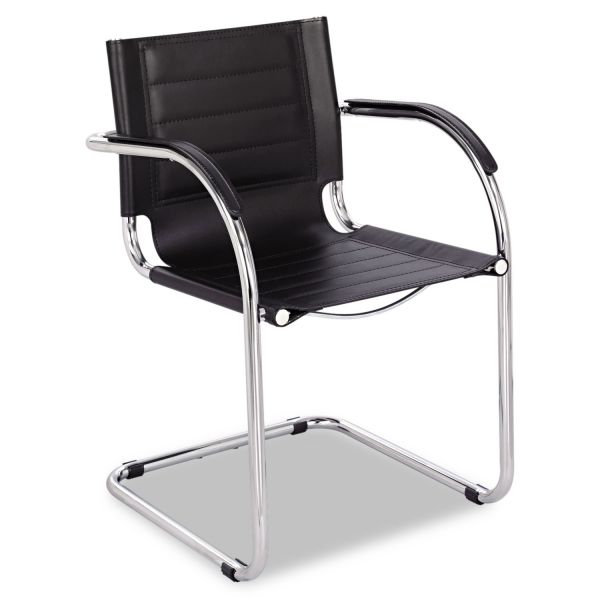 SAF3457BL Safco Flaunt Series Guest Chair, Black Leather/Chrome