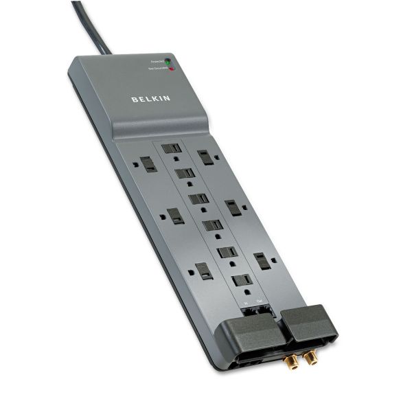BLKBE11223410 Belkin Professional Series SurgeMaster Surge Protector, 12 Outlets, 10 ft Cord