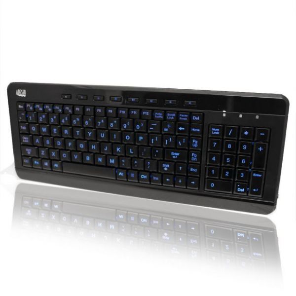 SYNX3881137 Adesso SlimTouch 120 - 3-Color Illuminated Compact Multimedia Keyboard