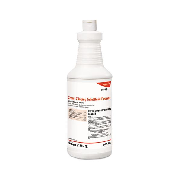DVO04578 Diversey Crew Clinging Toilet Bowl Cleaner, Floral Scent, Liquid, 1 qt. Bottle, 12/CT