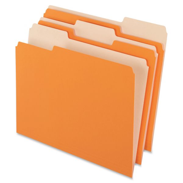 PFX15213ORA Pendaflex Colored File Folders, 1/3 Cut Top Tab, Letter, Orange/Light Orange, 100/Box