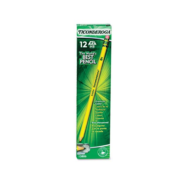 Ticonderoga Beginner Pencil with Eraser - #2 Lead - Yellow Barrel - 1 Dozen