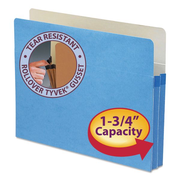 SMD73215 Smead 1 3/4" Exp Colored File Pocket, Straight Tab, Letter, Blue