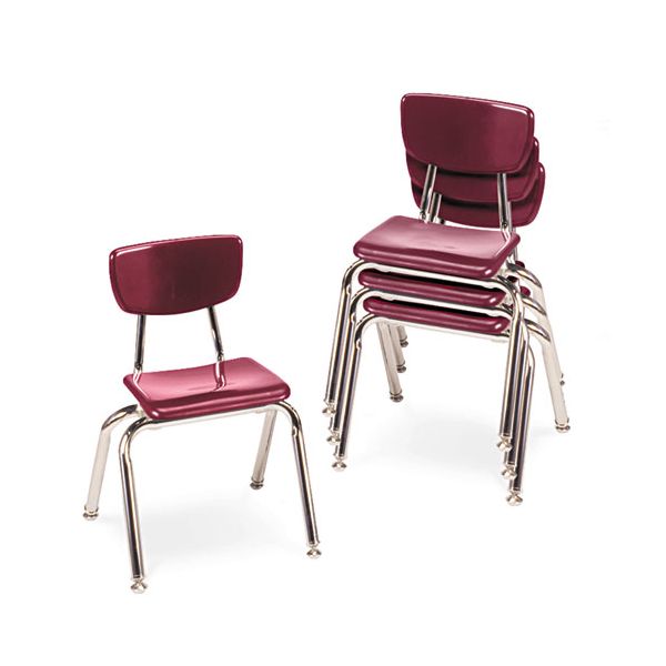 VIR301450 Virco 3000 Series Classroom Chairs, 14" Seat Height, Wine, 4/Carton