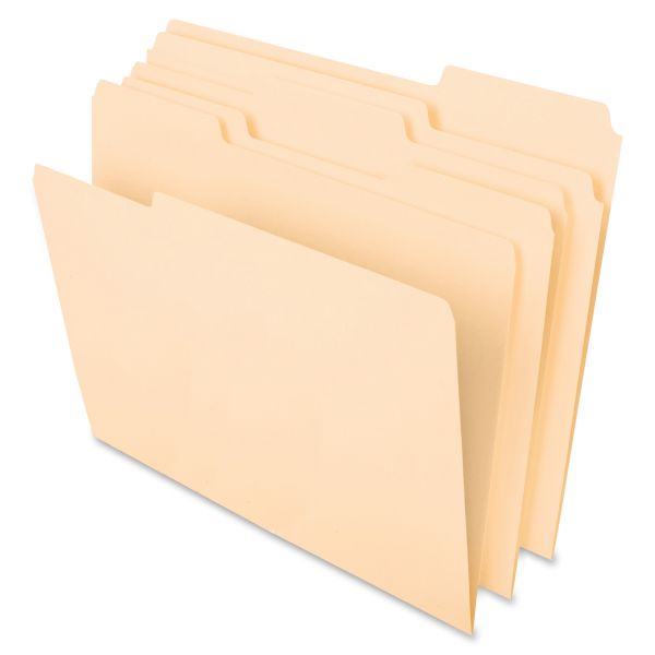 PFX48420 Pendaflex CutLess File Folders, 1/3 Cut Top Tab, Letter, Manila, 100/Box
