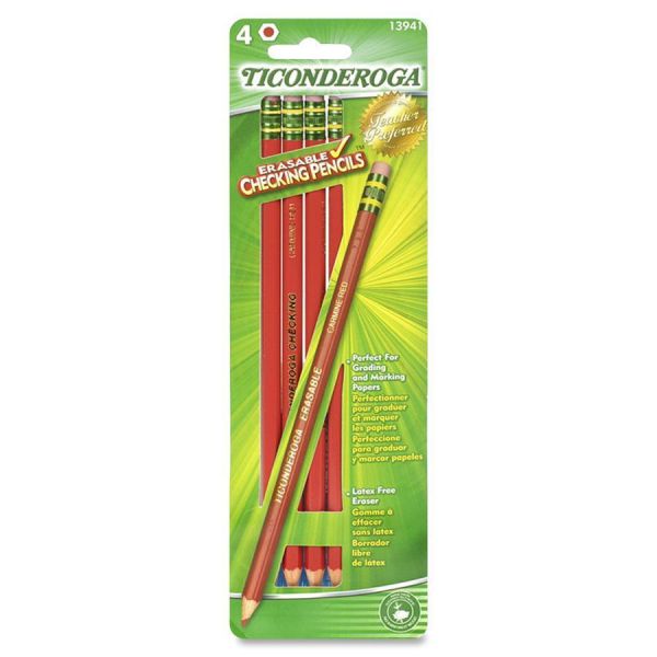 DIX13941 Ticonderoga Erasable Red Grading Pencil