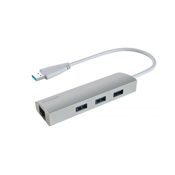 SYNX4361690 DIAMOND 3-Port USB 3.0 SuperSpeed Hub and Ethernet Adapter