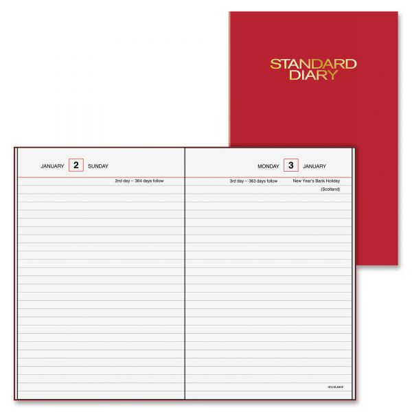AAGSD38713 AT-A-GLANCE Standard Diary Recycled Daily Reminder, Red, 5 1/8 x 7 1/2, 2019
