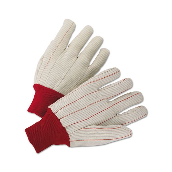 ANR1070 Anchor Brand 1000 Series Canvas Gloves, White/Red, Large, 12 Pairs