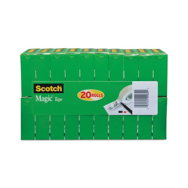 MMM810K20 Scotch Magic Tape Value Pack, 3/4" x 1000", 1" Core, Clear, 20/Pack