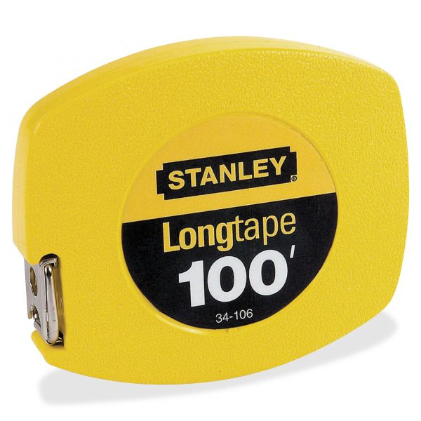 BOS34106 Stanley Long Tape Measure, 1/8" Graduations, 100ft, Yellow