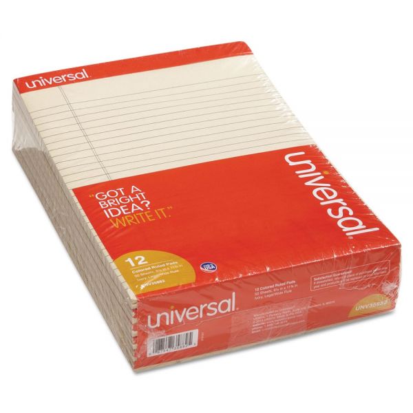 Universal Colored Perforated Note Pads, 8 1/2 x 11, Ivory, 50 Sheet