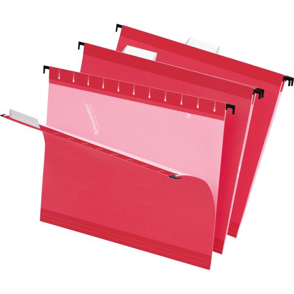 PFX415215RED Pendaflex Reinforced Hanging Folders, 1/5 Tab, Letter, Red, 25/Box