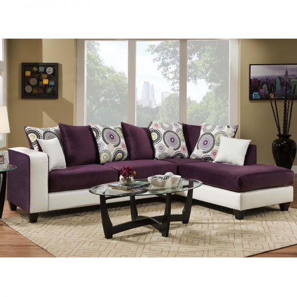 FHFRS412405SECGG Flash Furniture Riverstone Implosion Purple Velvet Sectional