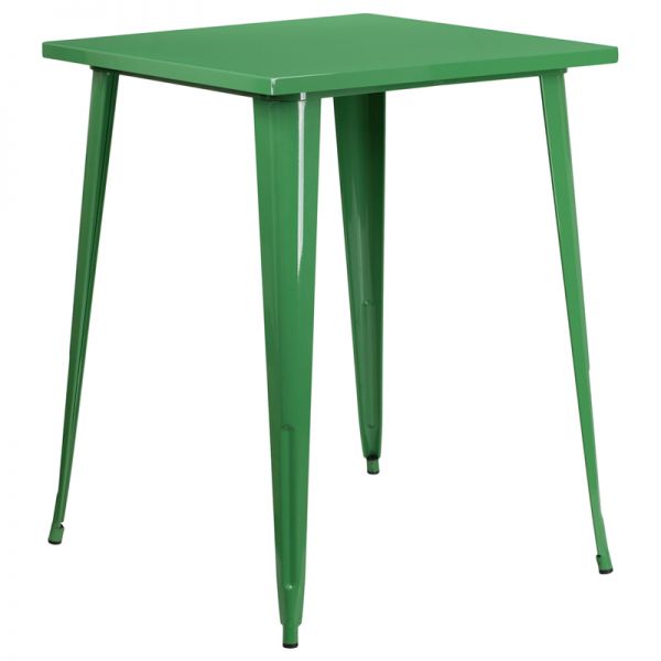 FHFCH5104040GNGG Flash Furniture 31.5'' Square Green Metal Indoor-Outdoor Bar Height Table