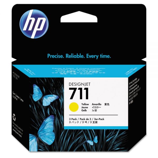 HEWCZ136A HP 711, (CZ136A) 3-pack Yellow Original Ink Cartridges