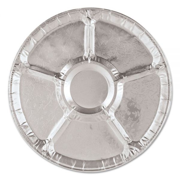 HFA401270 Handi-Foil of America Aluminum Lazy Susan, 12" Dia, 6 Compartments, Silver, 25/Carton