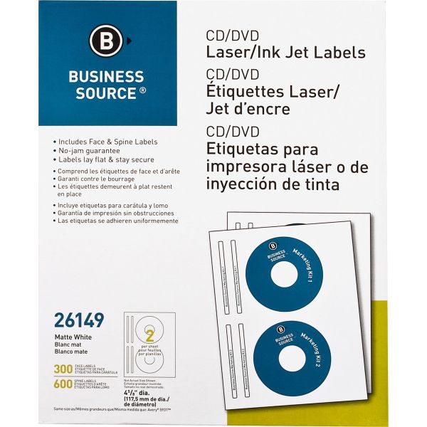 BSN26149 Business Source 26149 CD/DVD Label - 300 / Pack