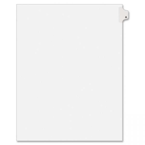 AVE82163 Avery Allstate-Style Legal Exhibit Side Tab Divider, Title: A, Letter, White, 25/Pack
