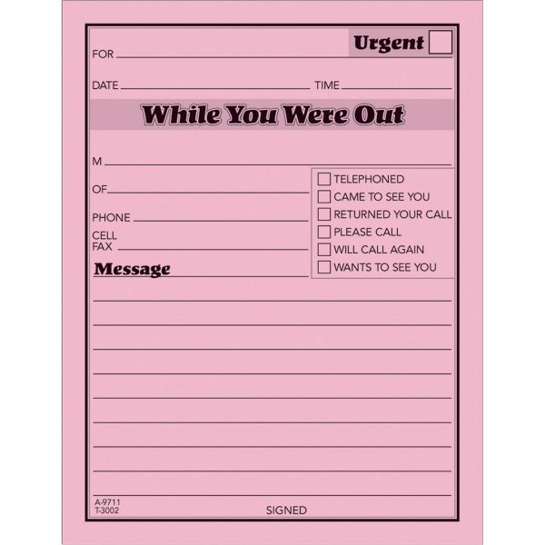 ABF9711D Adams While You Were Out Message Pad