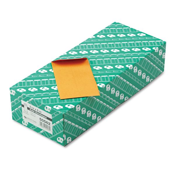QUA50562 Quality Park Kraft Coin & Small Parts Envelope, #5 1/2, 3 1/8 x 5 1/2, Brown Kraft, 500/Box