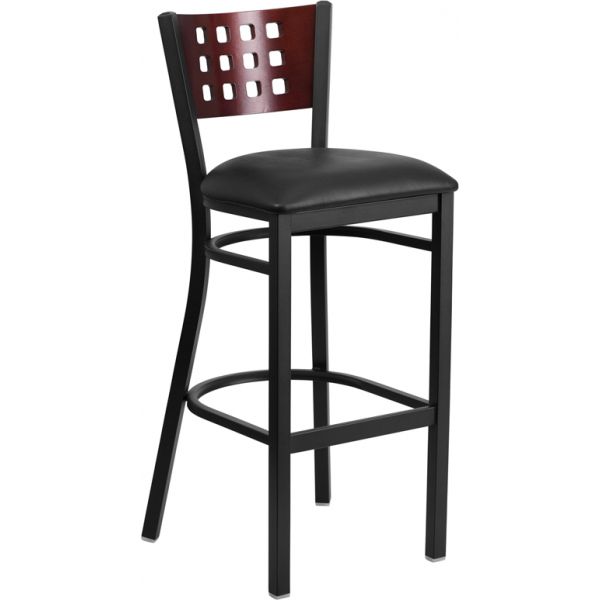 FHFXUDG60118MAHBARBLKVGG Flash Furniture HERCULES Series Decorative Cutout Back Barstool