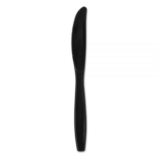 DXEPKH51 Dixie Plastic Cutlery, Heavyweight Knives, 7 1/2", Black, 1000/Carton