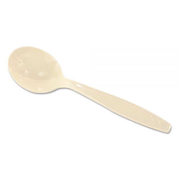 DXESH117 Dixie Plastic Cutlery, Heavyweight Soup Spoons, 5 3/4", Champagne, 1000/Carton